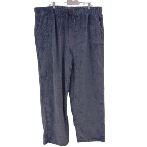 NWOT Koolaburra by UGG Cable Silky Plush Cowl Neck Pajama Pants 2X Blue Flee - Picture 1 of 6